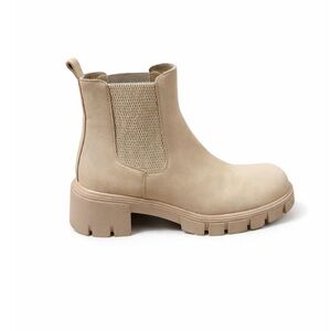 Vepose Beige Chelsea Lug Sole Ankle Boots